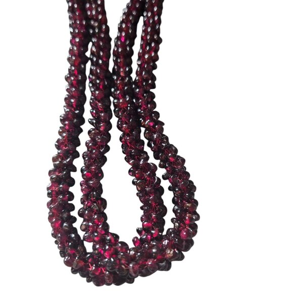 Black Cherry Garnet Beaded Long Necklace 30" 119 Grams - Picture 7 of 15